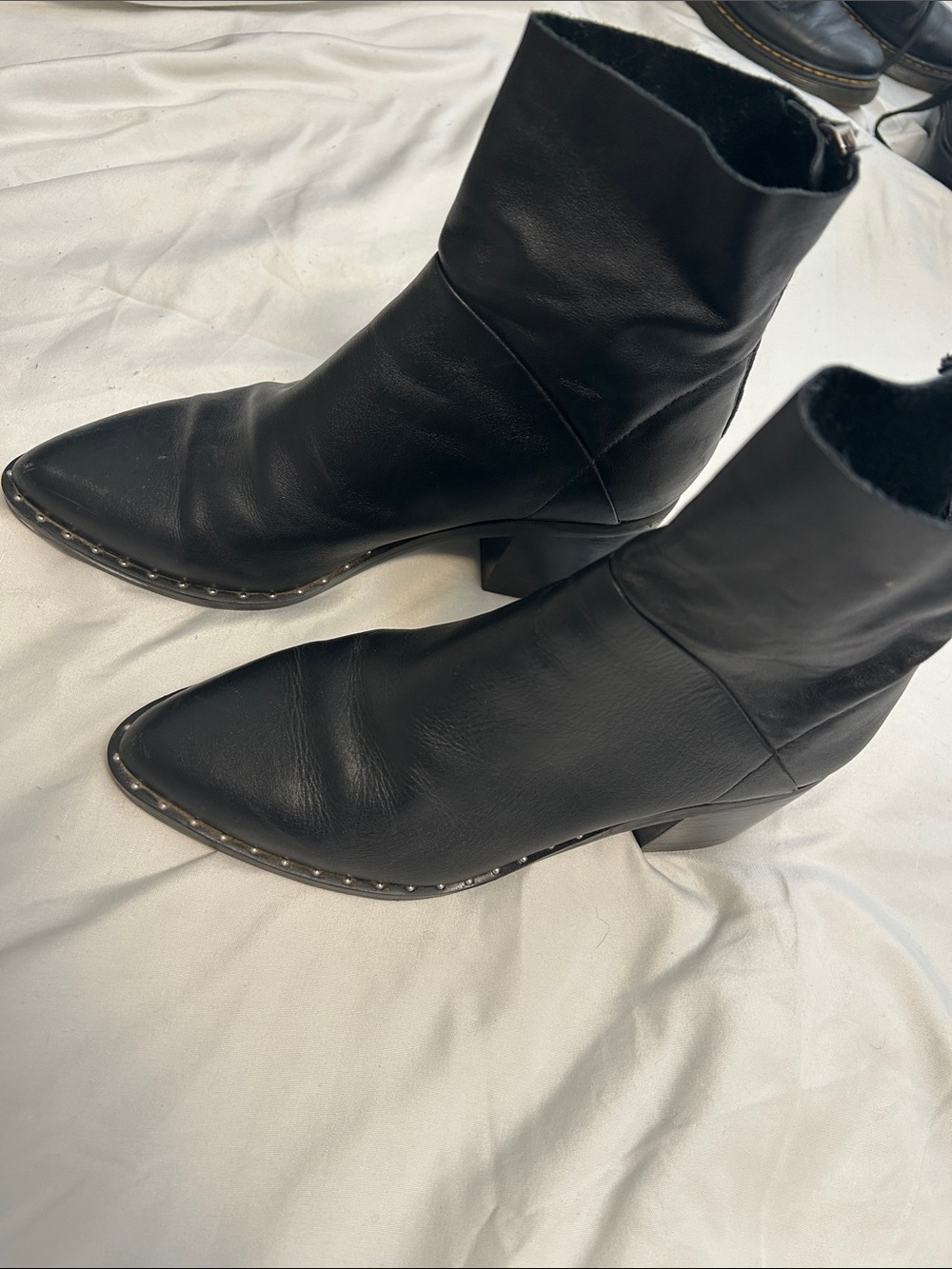 Treasure & Bond Black Pointed Toe Studded Ankle Booties